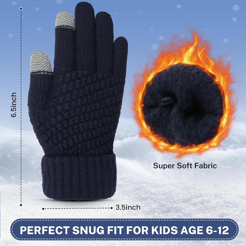 Clothclose 4 Pairs Kids Winter Gloves for Boys Girls, Warm Winter Glove for Kids, Knit Toddler Kid Gloves, Soft Kid Mittens - Image 3